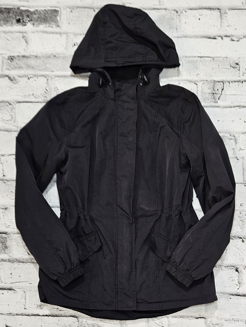 Warehouse One Black Hooded Utility Jacket Small Lightweight Anorak Coat